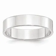 10k White Gold 5mm Lightweight Flat Wedding Band Ring