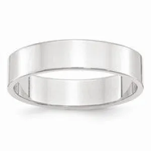 10k White Gold 5mm Lightweight Flat Wedding Band Ring