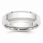 10k White Gold 6mm Bevel Edge Comfort Fit Wedding Band Ring