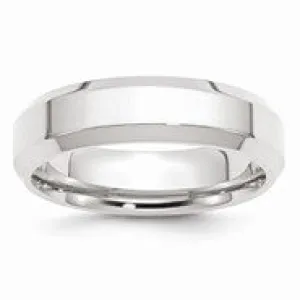 10k White Gold 6mm Bevel Edge Comfort Fit Wedding Band Ring