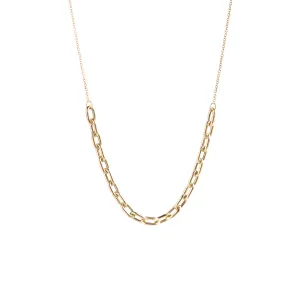 14k Large Square Oval Link Station Necklace