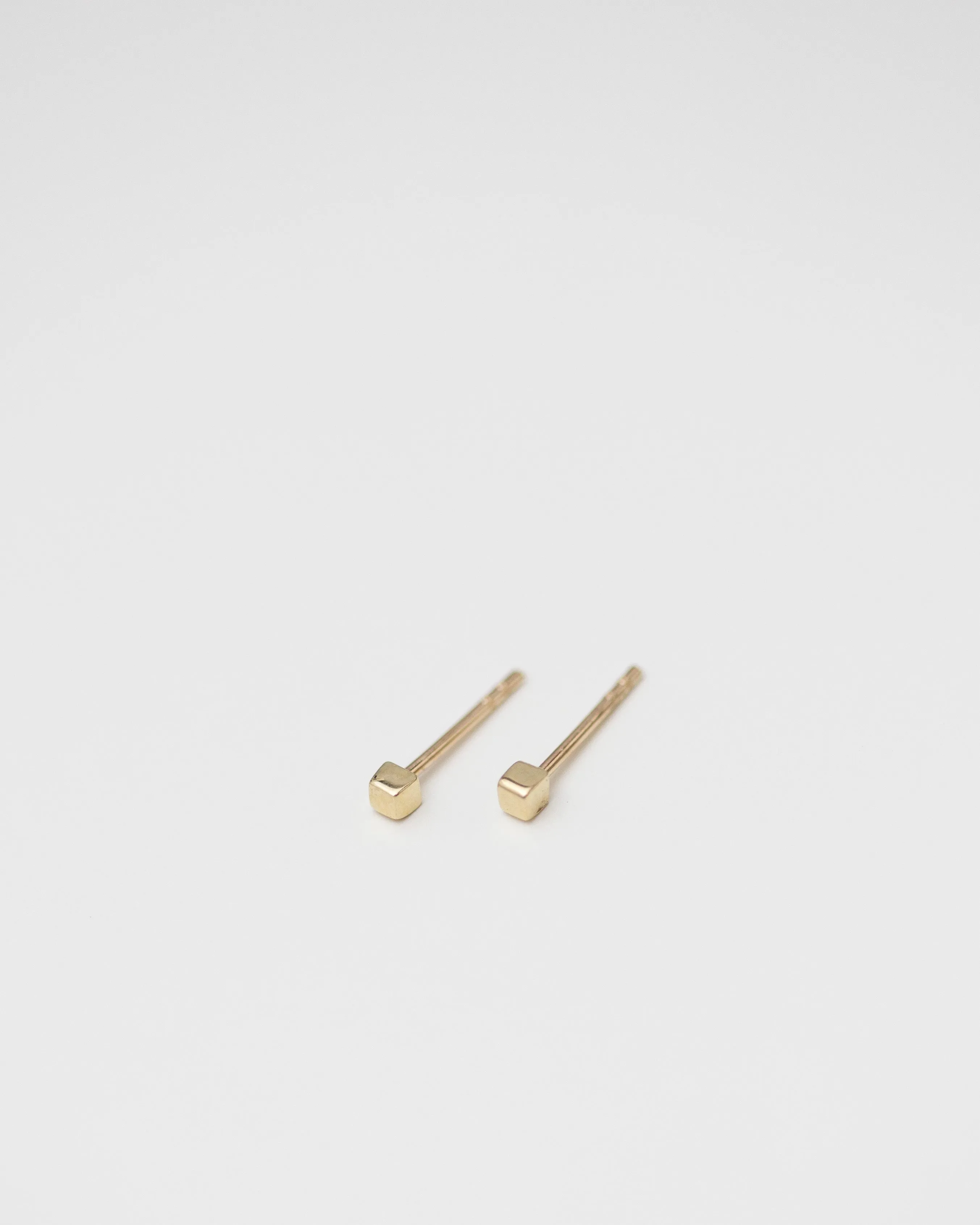 14K Mini Cube Stud Earrings