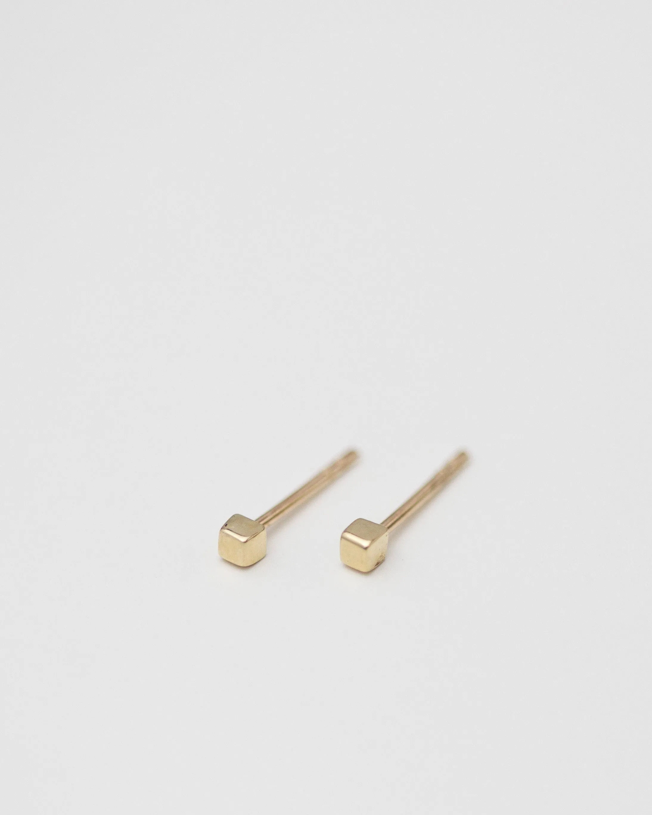 14K Mini Cube Stud Earrings