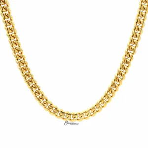 18K Gold Plated Stainless Steel Miami Cuban Curb Chain Necklace - 8mm Width