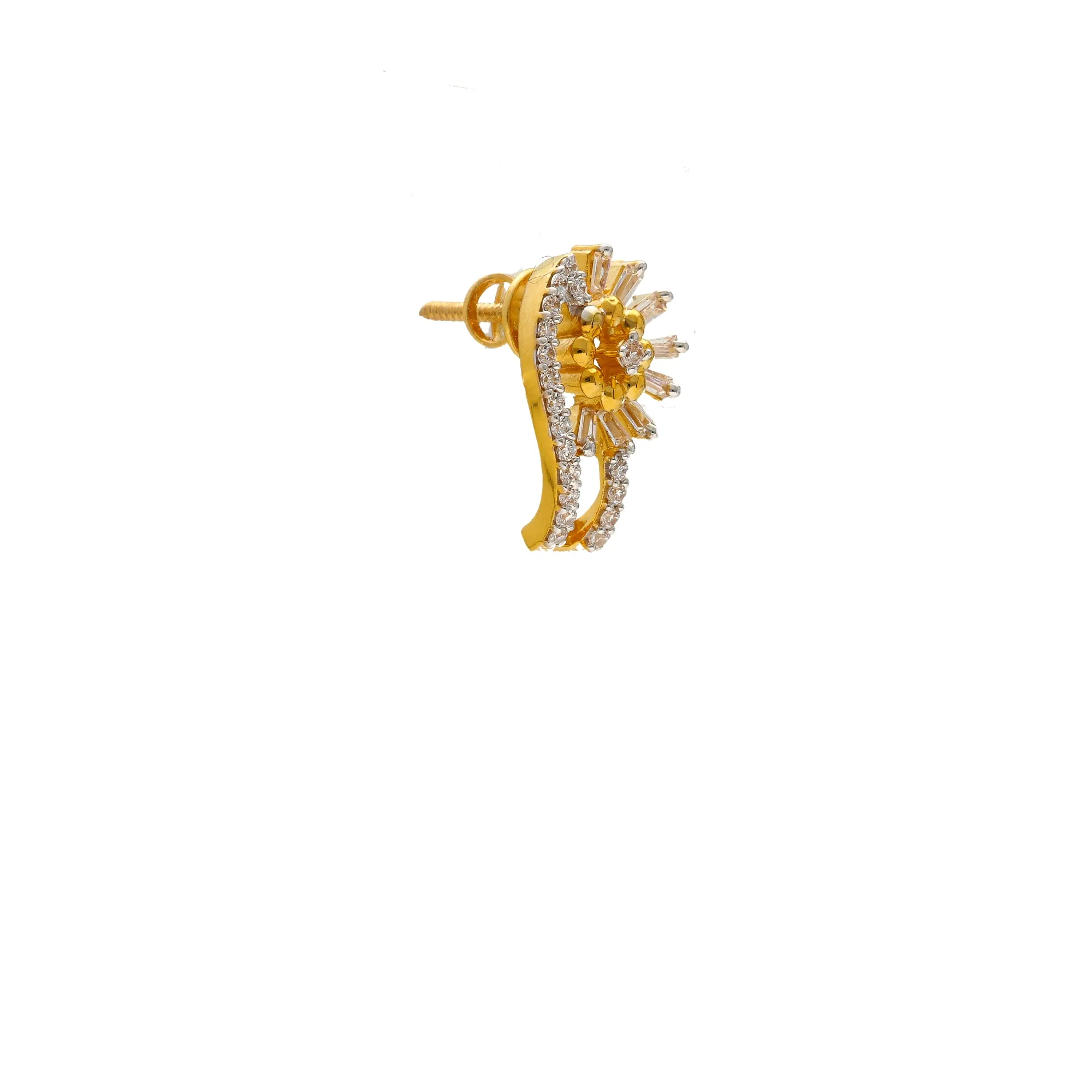 22K Yellow Gold & CZ Stud Earrings (5.5gm)