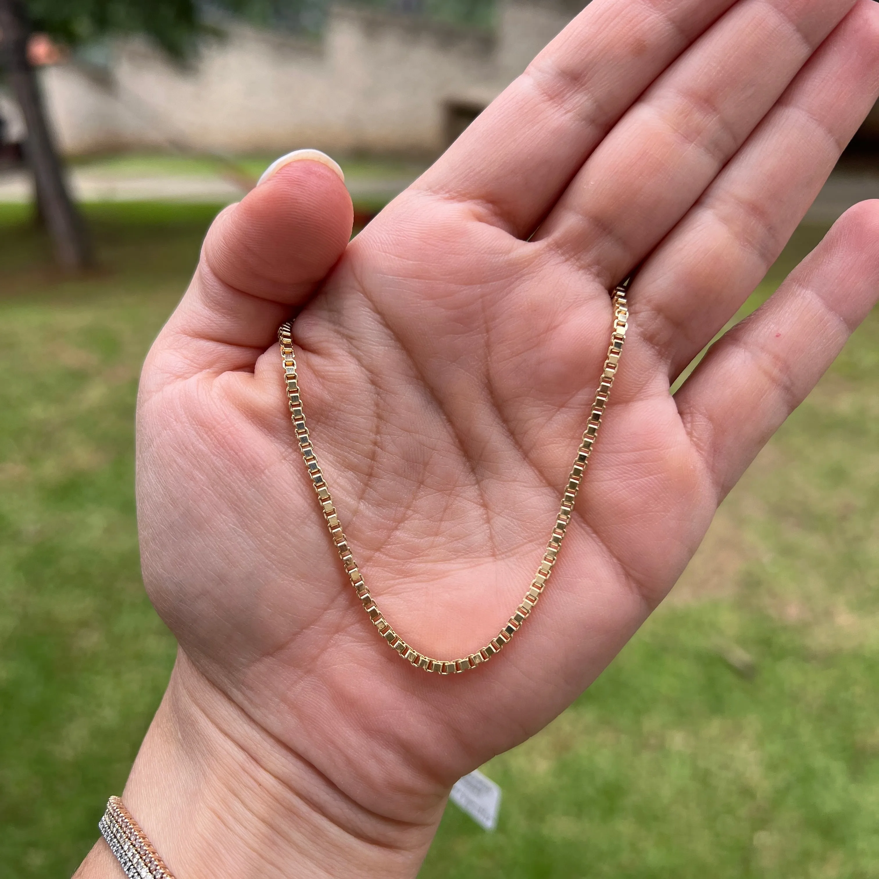 2mm Gold /Rhodium Filled Box Chain Necklace