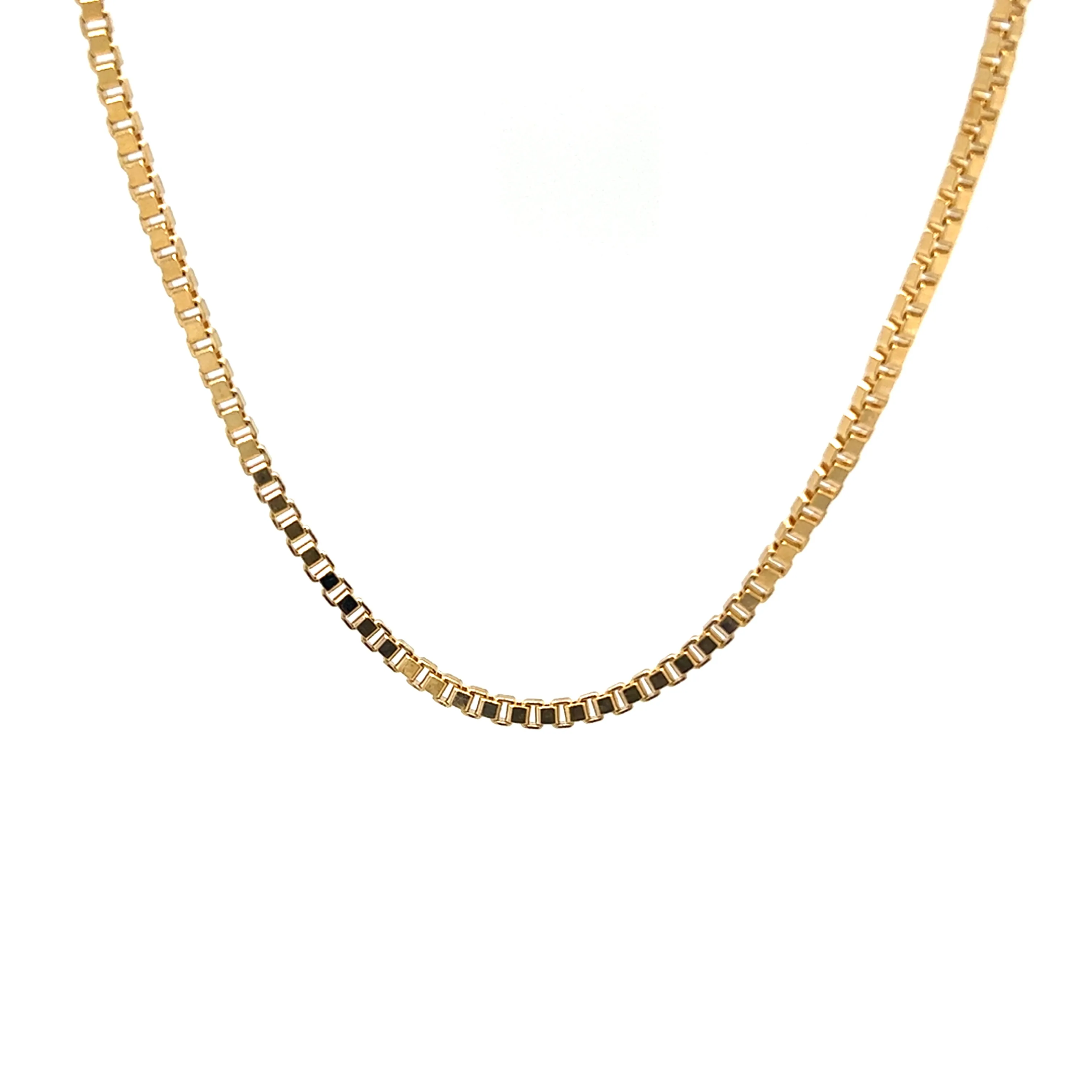 2mm Gold /Rhodium Filled Box Chain Necklace