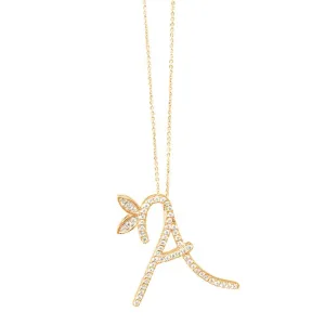 3/4 Inch Winged Diamond Initial - 18ct Gold