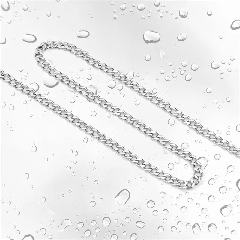 5mm Mens Chain Necklaces Silver Cuban Link Chain for Mens Thick Stainless Steel Chain Necklaces for Men Gifts for Him