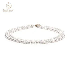 6mm Three Strands Akoya Pearl 14K Necklace