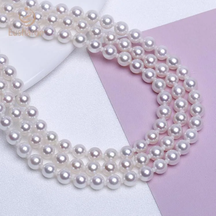 6mm Three Strands Akoya Pearl 14K Necklace