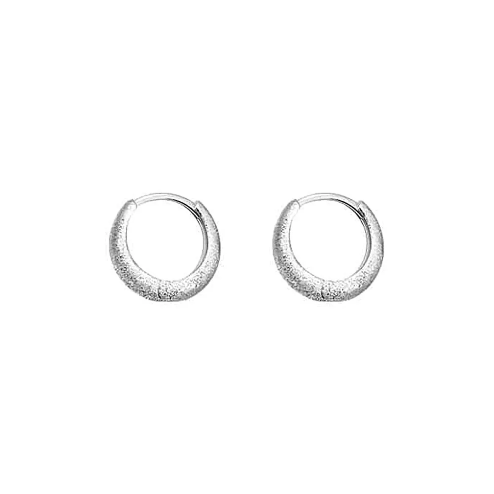 925 Silver Frosted Simple Huggie Earrings