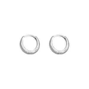 925 Silver Frosted Simple Huggie Earrings