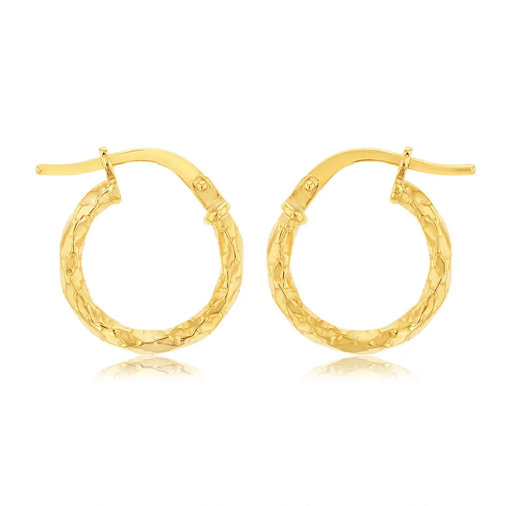 9ct Yellow Gold Silverfilled Fancy Twisted 10mm Earrings