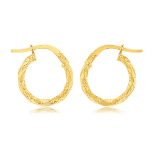 9ct Yellow Gold Silverfilled Fancy Twisted 10mm Earrings