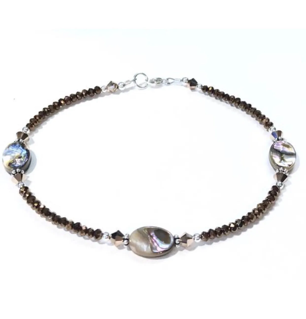Abalone Anklet - Ankle Bracelet - Rose Gold Crystal