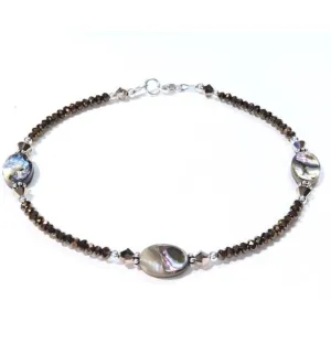 Abalone Anklet - Ankle Bracelet - Rose Gold Crystal
