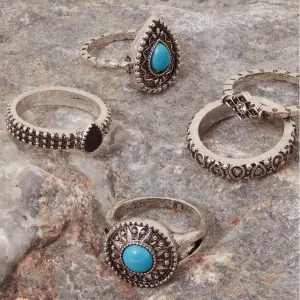 Accessorize London Women's Blue Crystal Stacking Ring Set-Medium