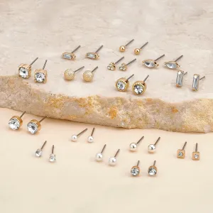 Accessorize London Women's Gold  Sparkle Stud Earrings Pack of Fifteen