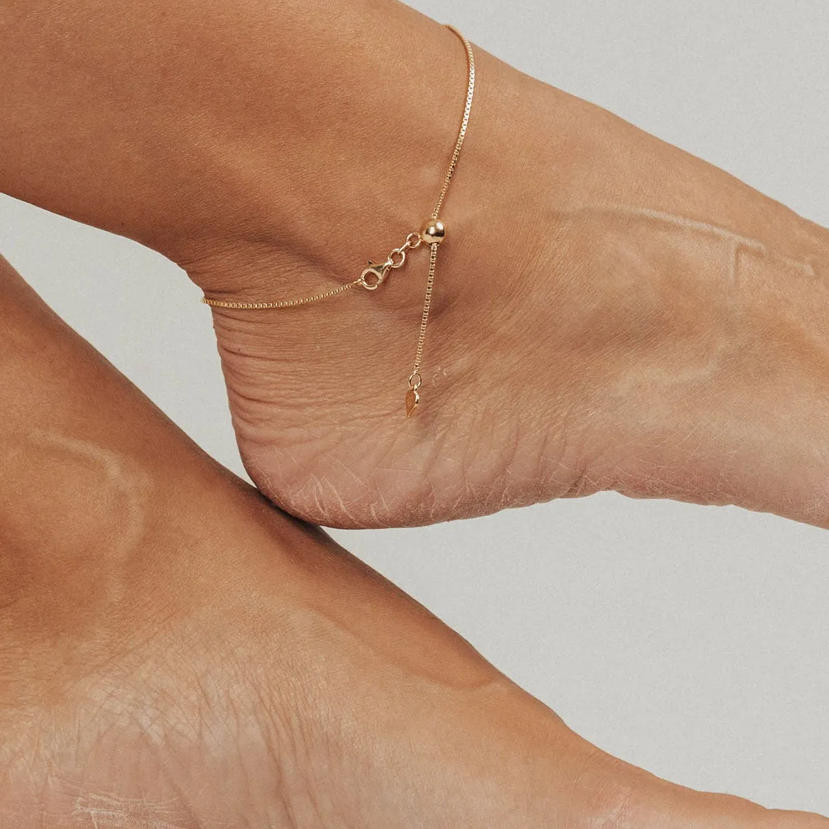 Adjustable Venezia Box Anklet (Gold)
