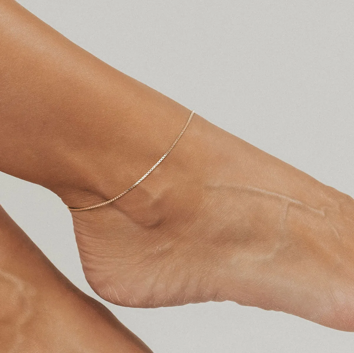 Adjustable Venezia Box Anklet (Gold)