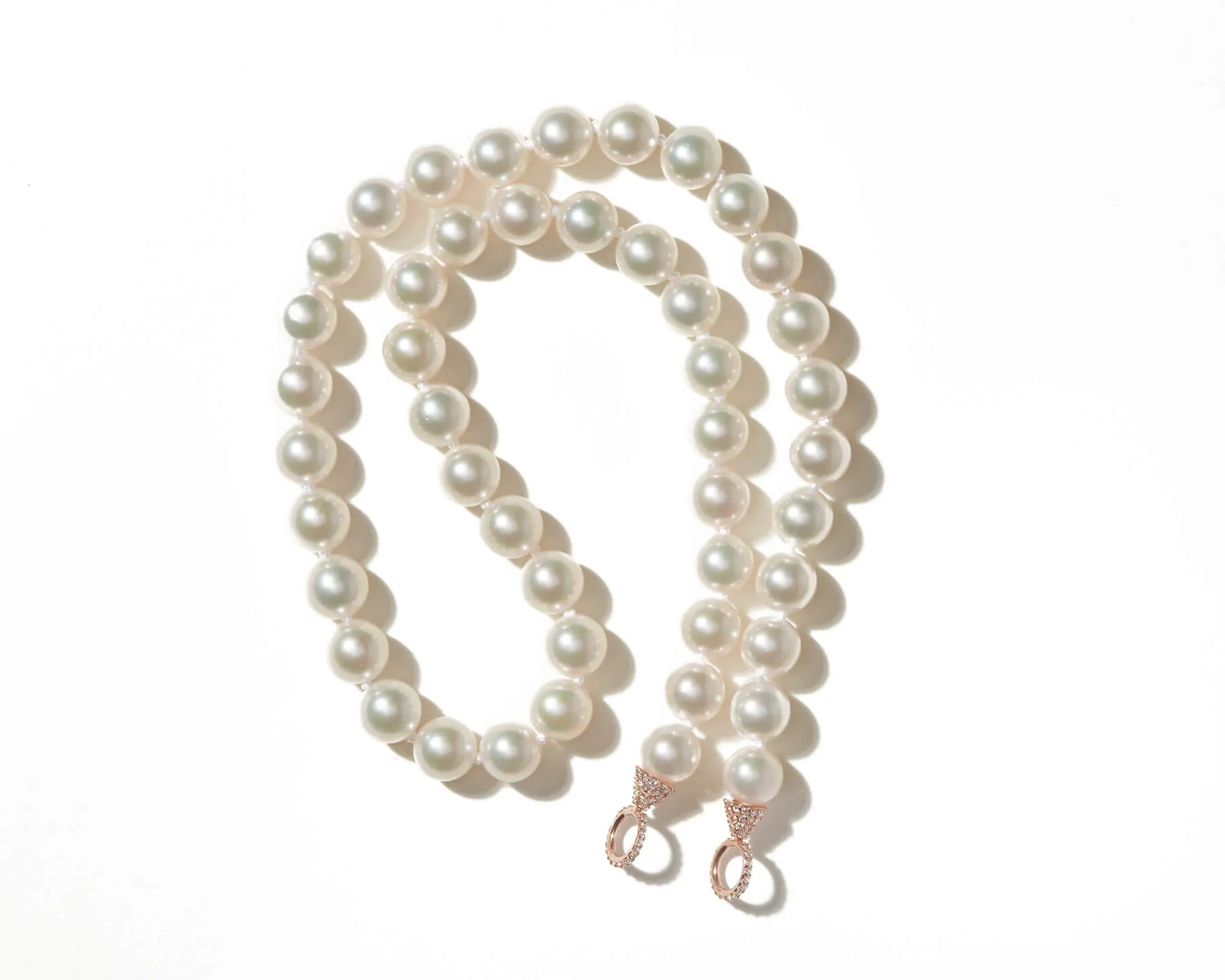 Akoya Pearl Strand with Allstone Diamond Loops