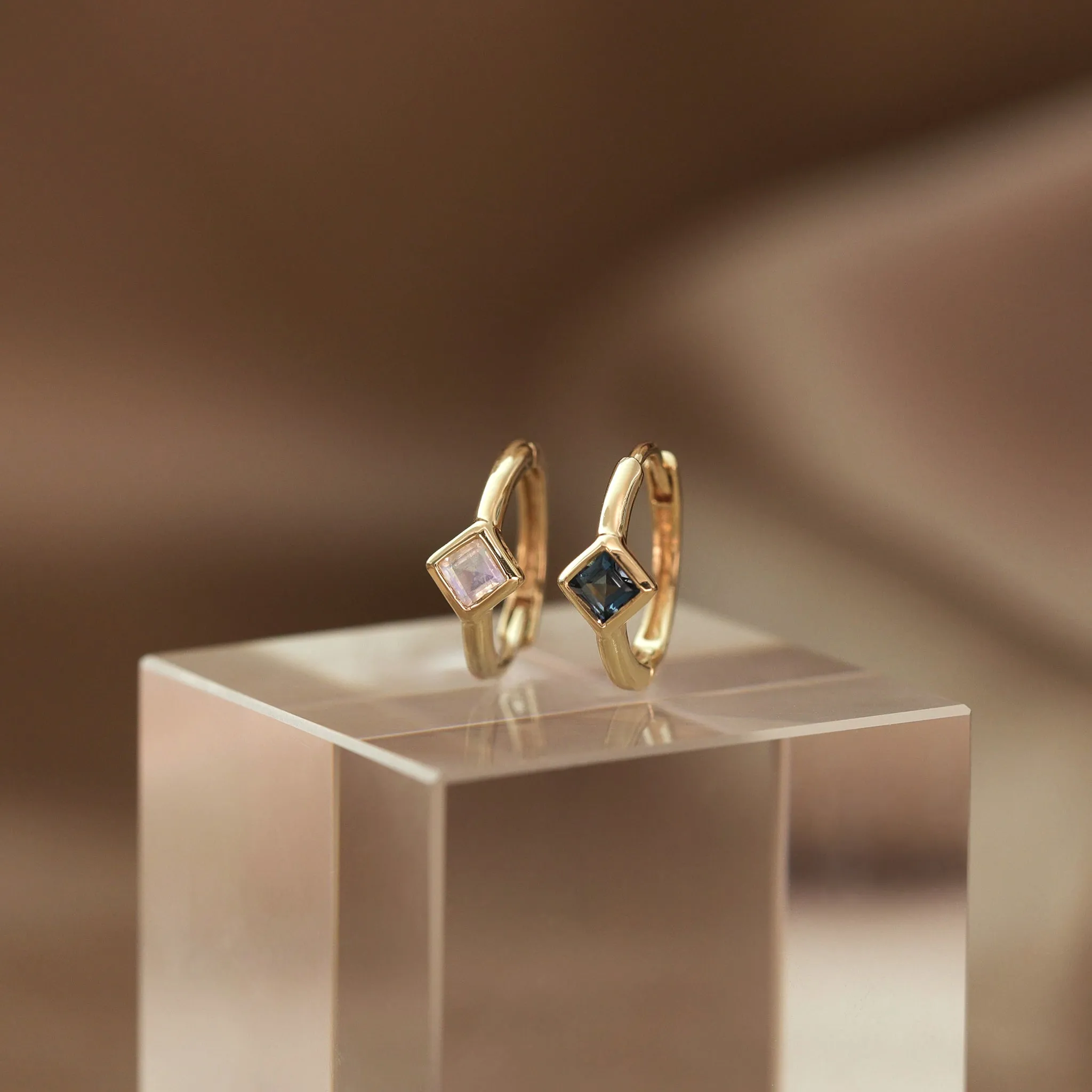Azra • Dainty Genuine Gemstone Hoop Earrings