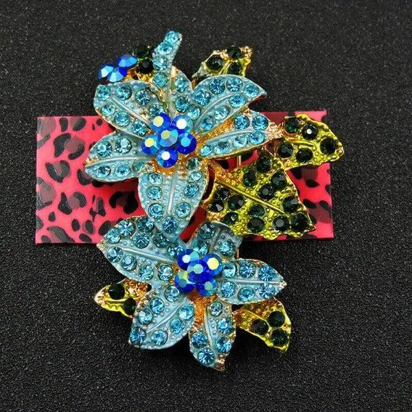 Betsey Johnson Flower Cluster Blue Crystal Rhinestone Brooch Pin