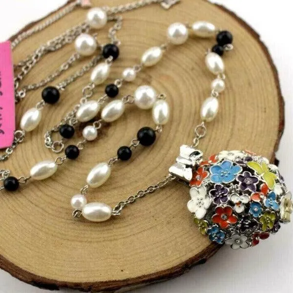 Betsey Johnson Flowers Butterfly Multi-Color Pendant Necklace