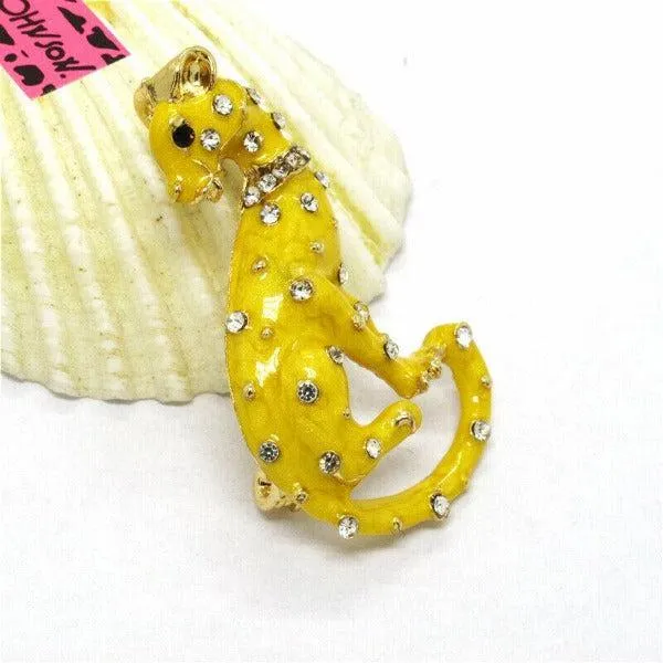 Betsey Johnson Leopard Small Rhinestone Brooch Pin