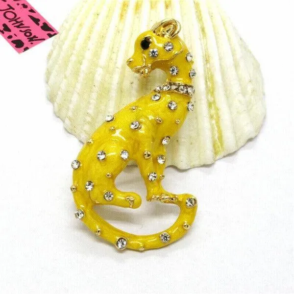 Betsey Johnson Leopard Small Rhinestone Brooch Pin