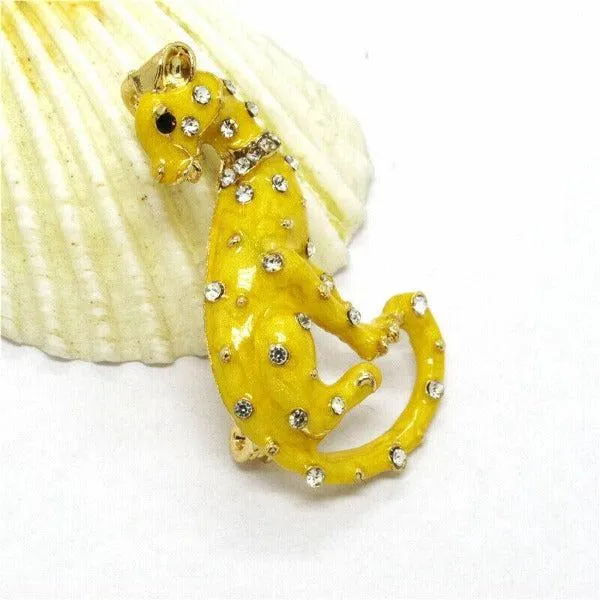 Betsey Johnson Leopard Small Rhinestone Brooch Pin
