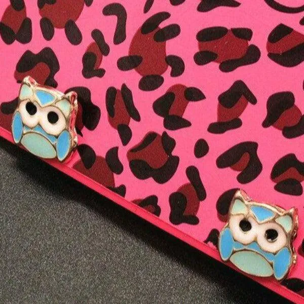 Betsey Johnson Owl Blue Enamel Small Earrings
