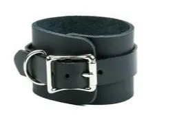 Black Leather Bracelet w/ Leather Strap Detail