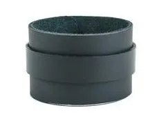 Black Leather Bracelet w/ Leather Strap Detail