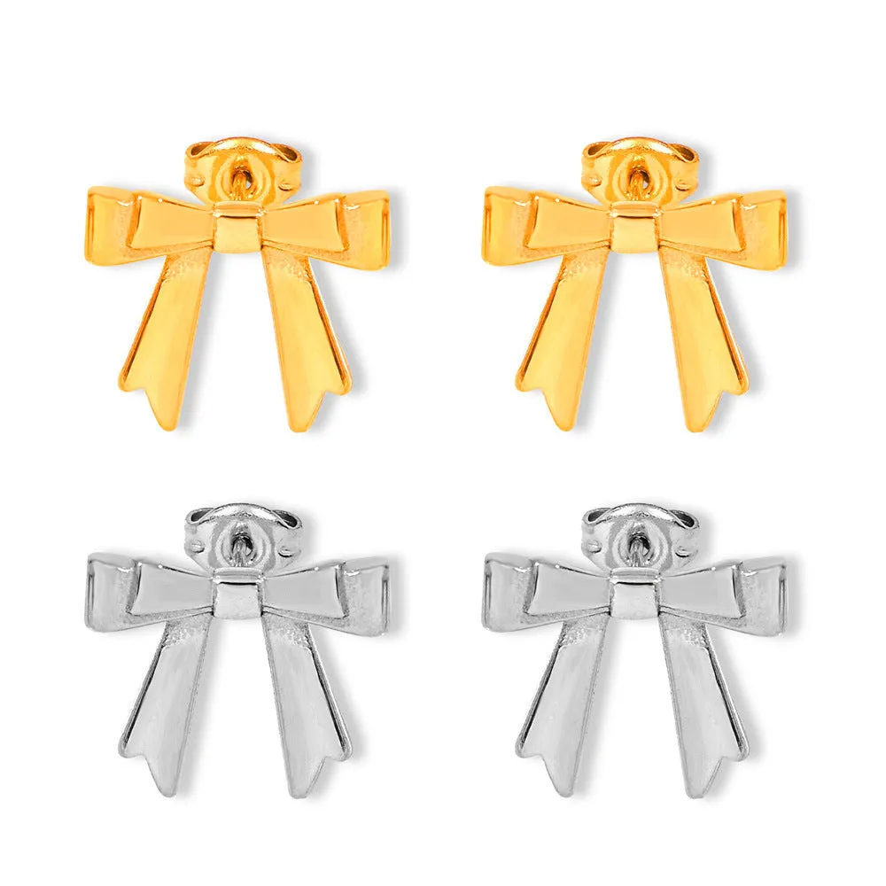 Bow Shape Geometric Multi-Layer Gold-Plated Stud Earrings