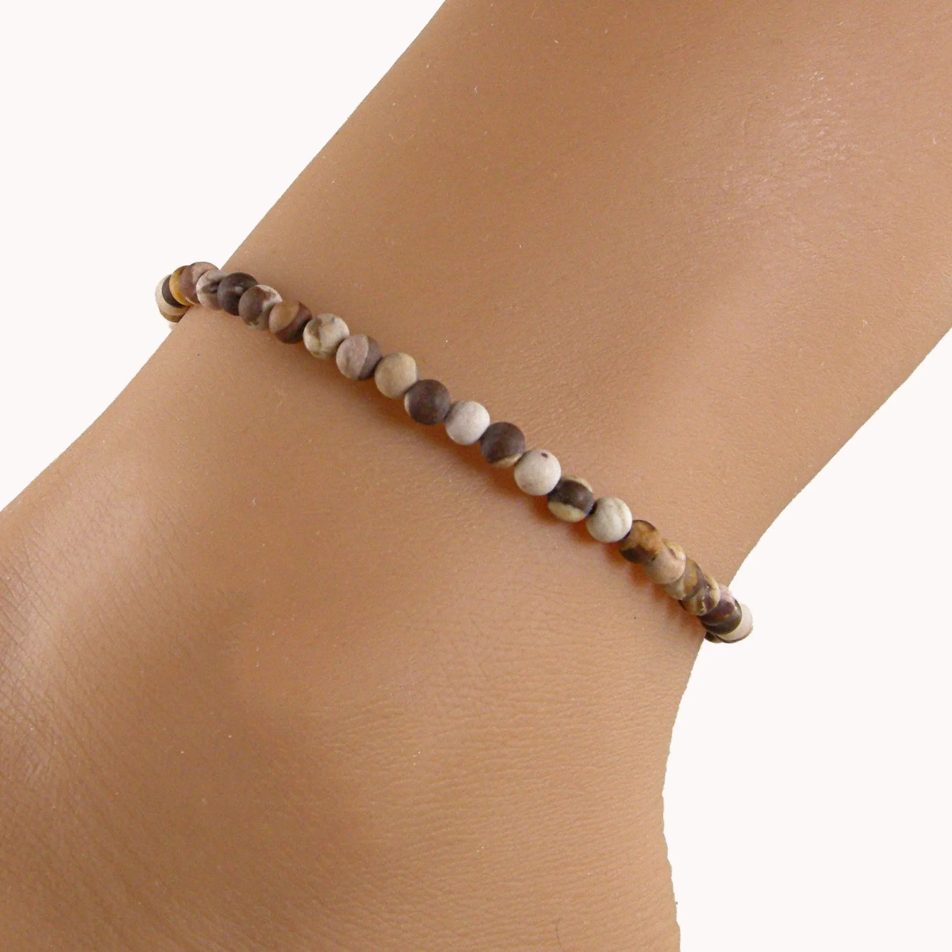 Brown Bead Anklet, Unisex Anklet, Brown Anklet, Beige Anklet
