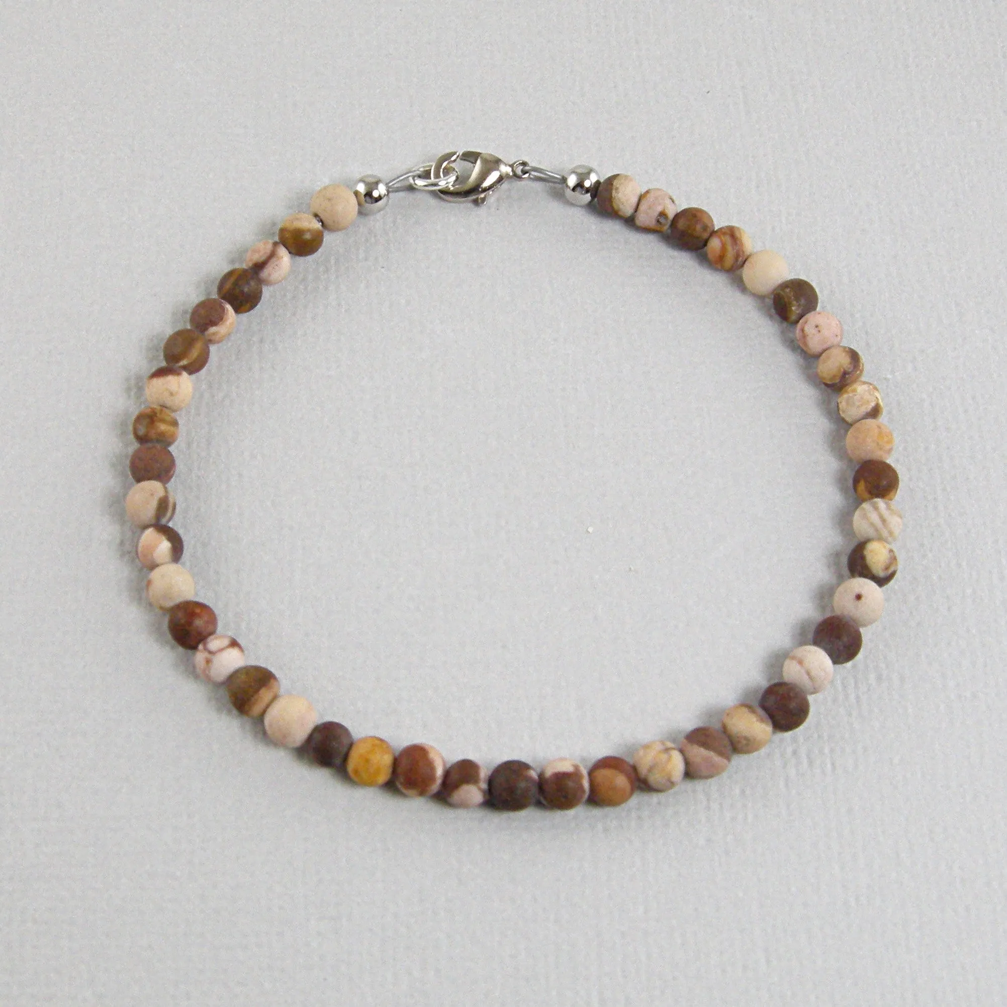 Brown Bead Anklet, Unisex Anklet, Brown Anklet, Beige Anklet