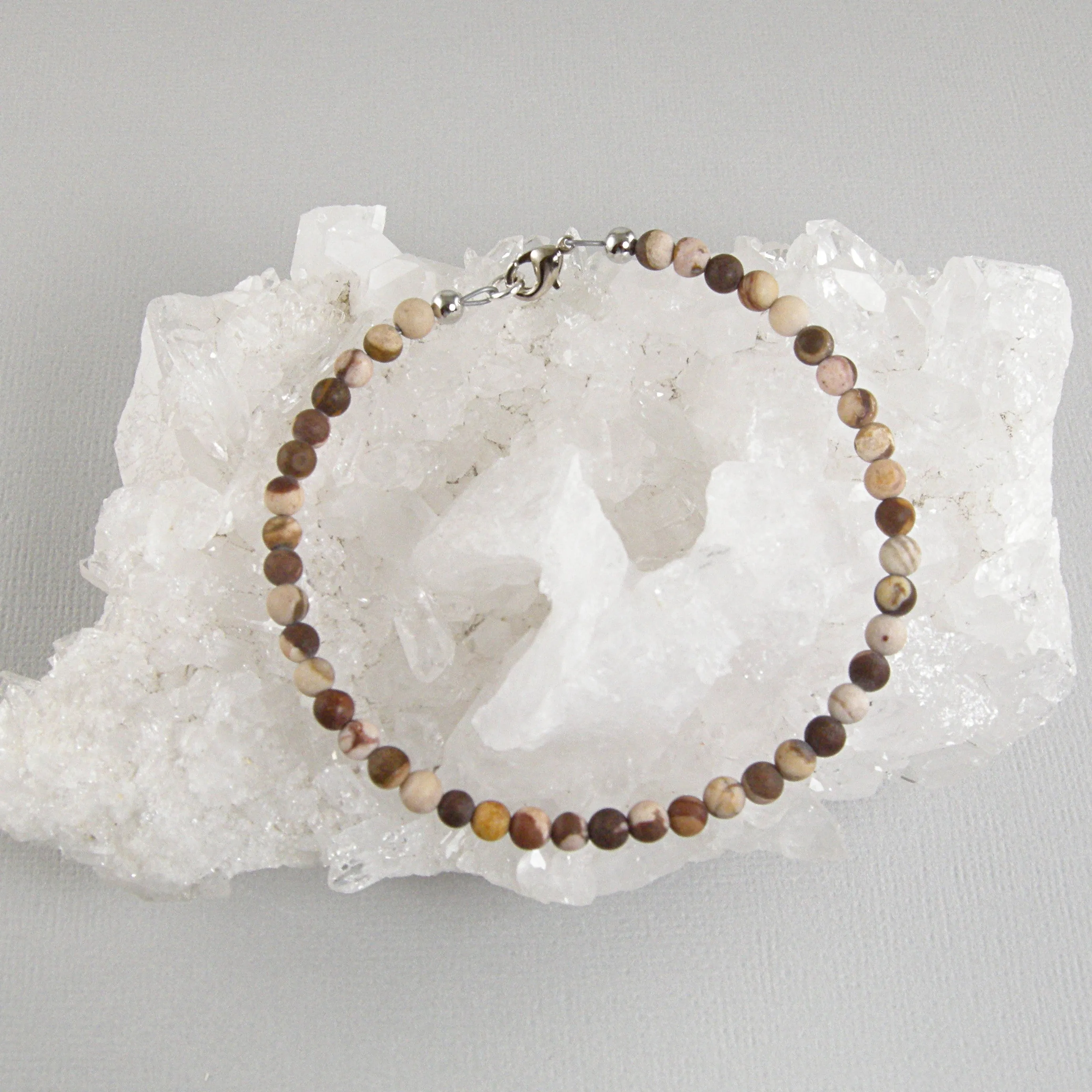 Brown Bead Anklet, Unisex Anklet, Brown Anklet, Beige Anklet