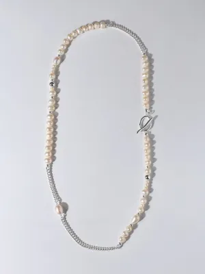 Chain Spliced Pearls Necklaces OT Buckle