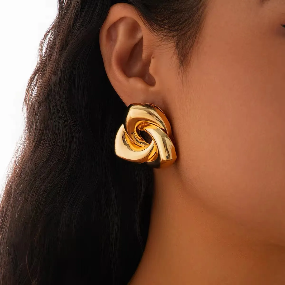 Charm Spiral Flower Stud Earrings