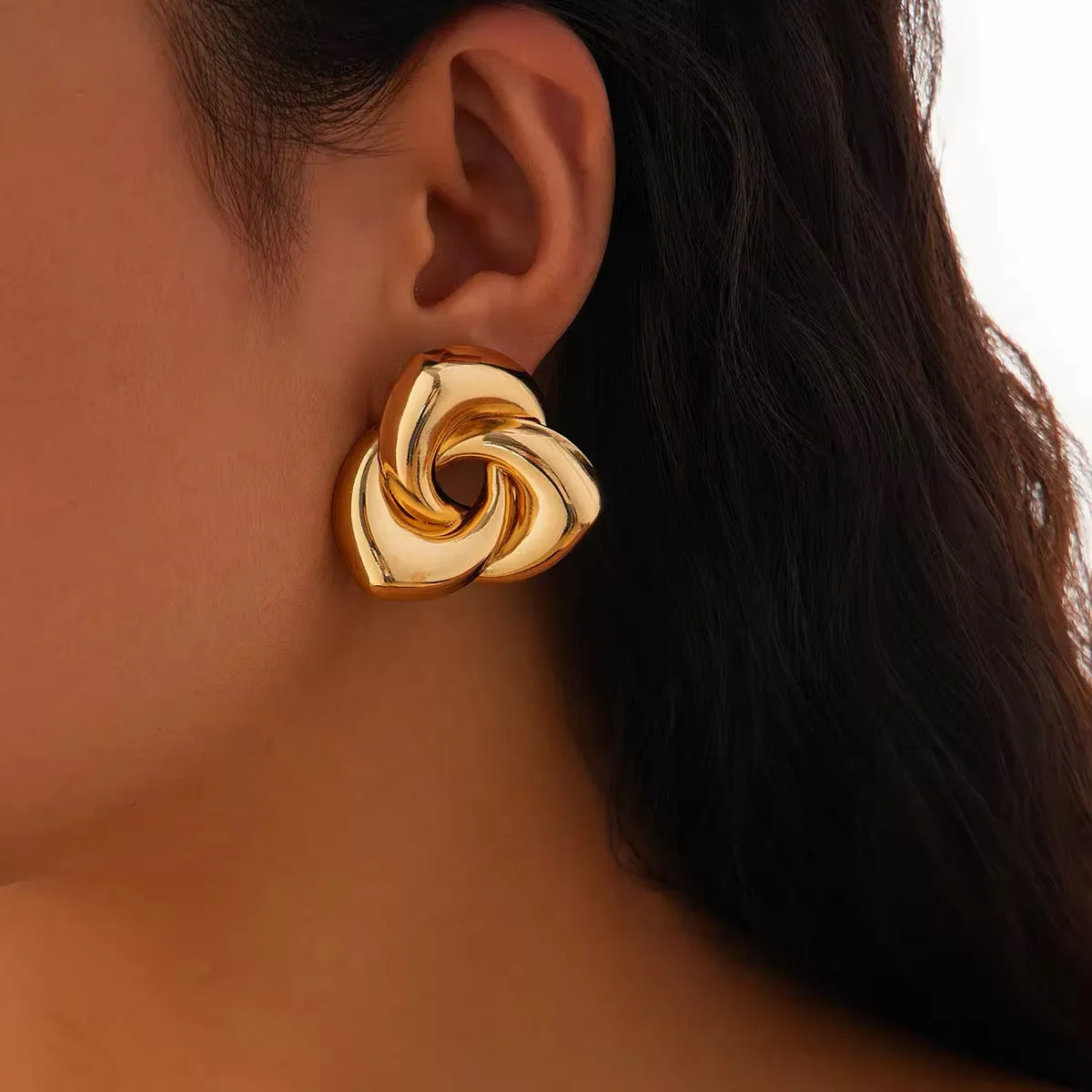 Charm Spiral Flower Stud Earrings