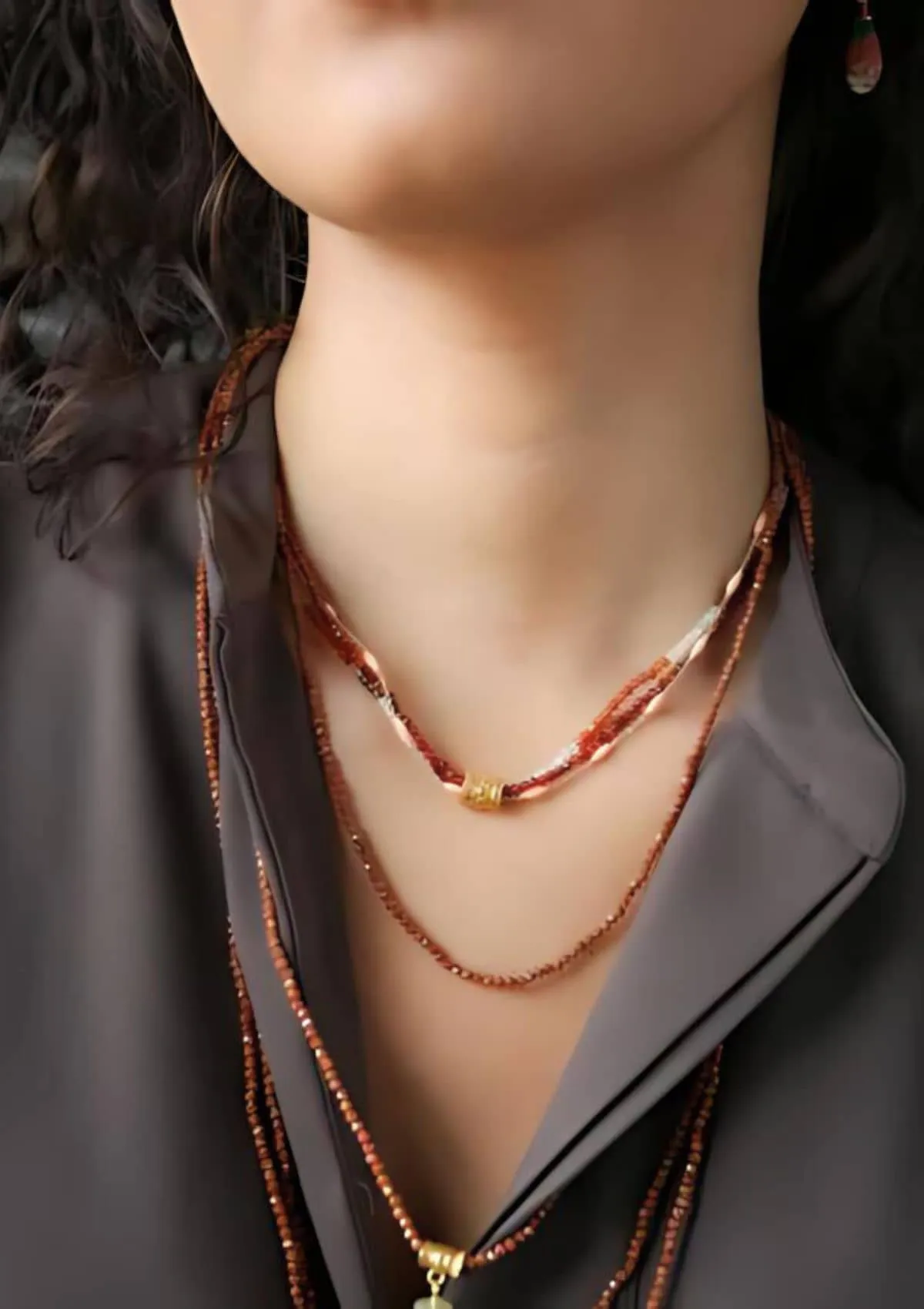 Chiffon Multi Strand Necklace - Pyrite