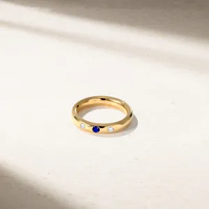 Classic Burnish Sapphire and Diamond Band