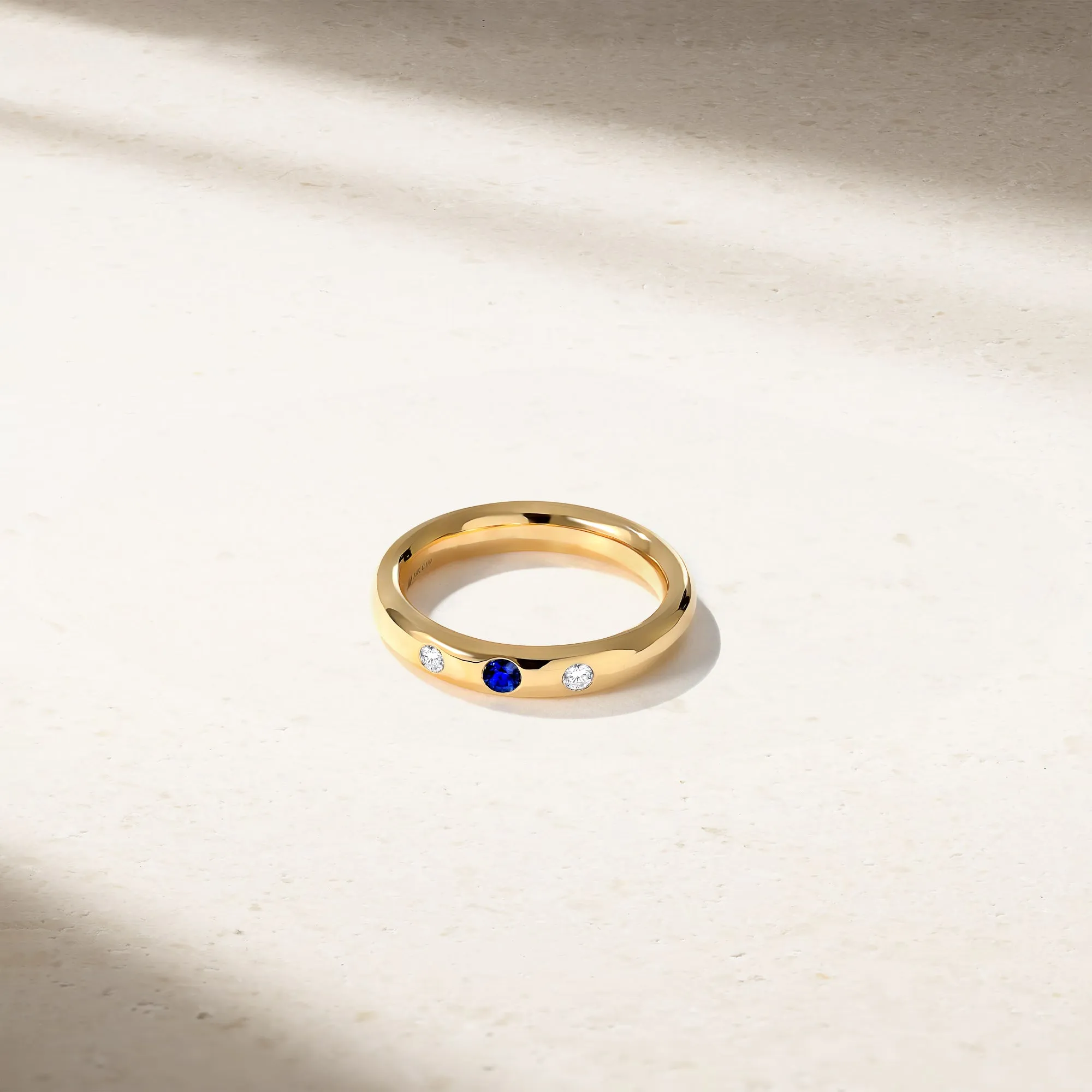 Classic Burnish Sapphire and Diamond Band