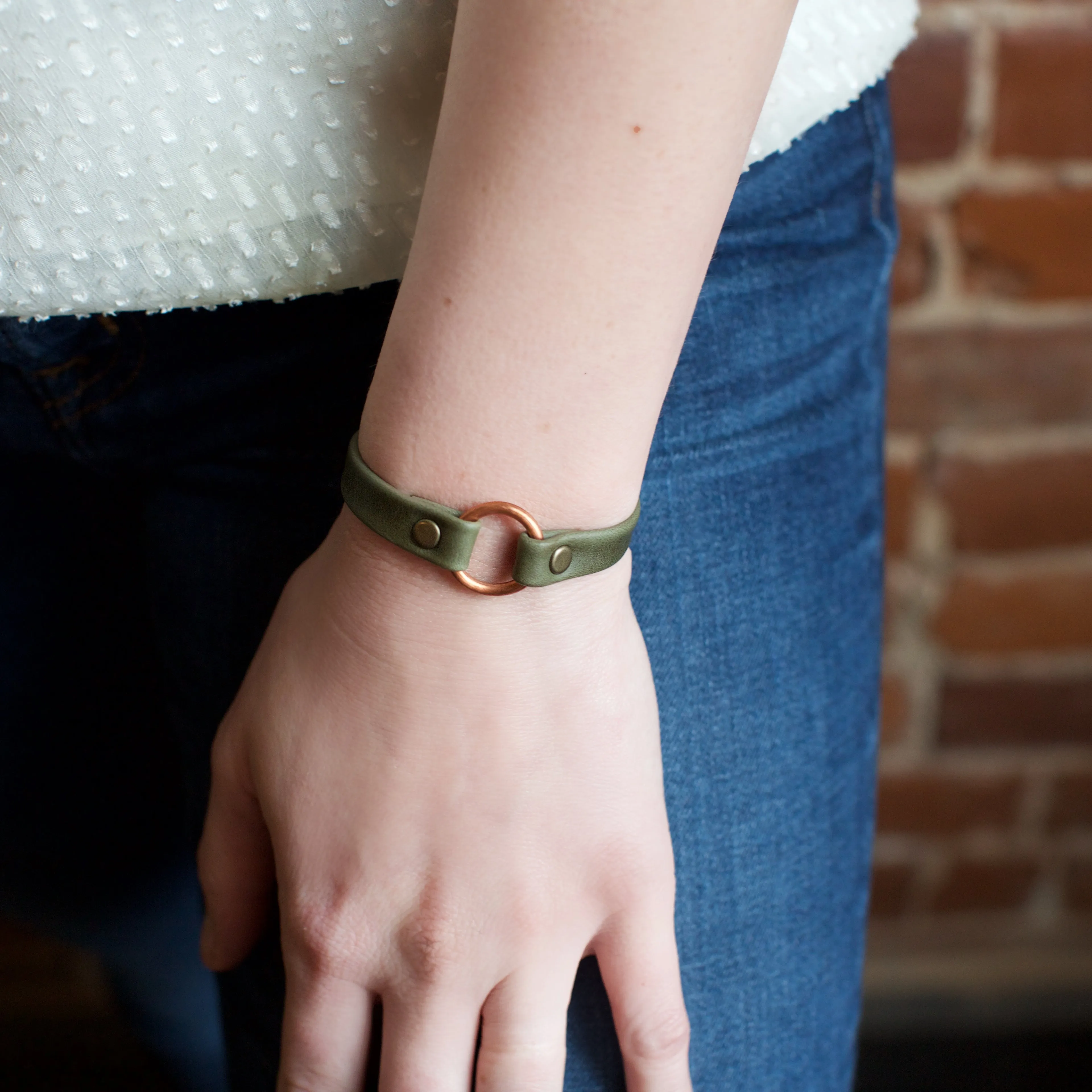 Copper Bridle Leather Bracelet