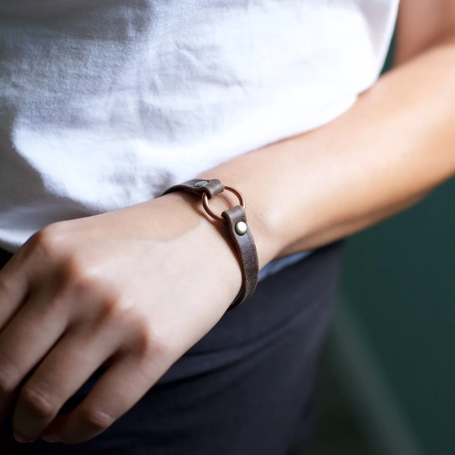 Copper Bridle Leather Bracelet