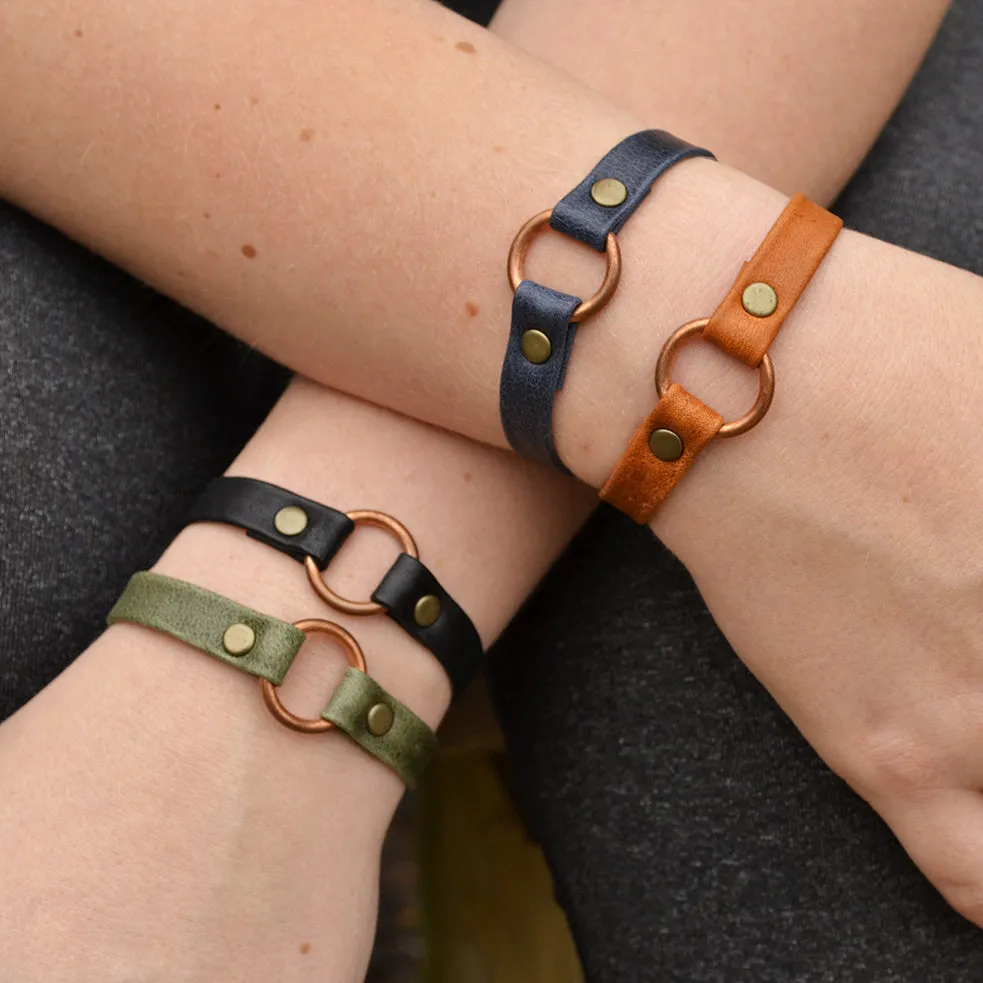 Copper Bridle Leather Bracelet