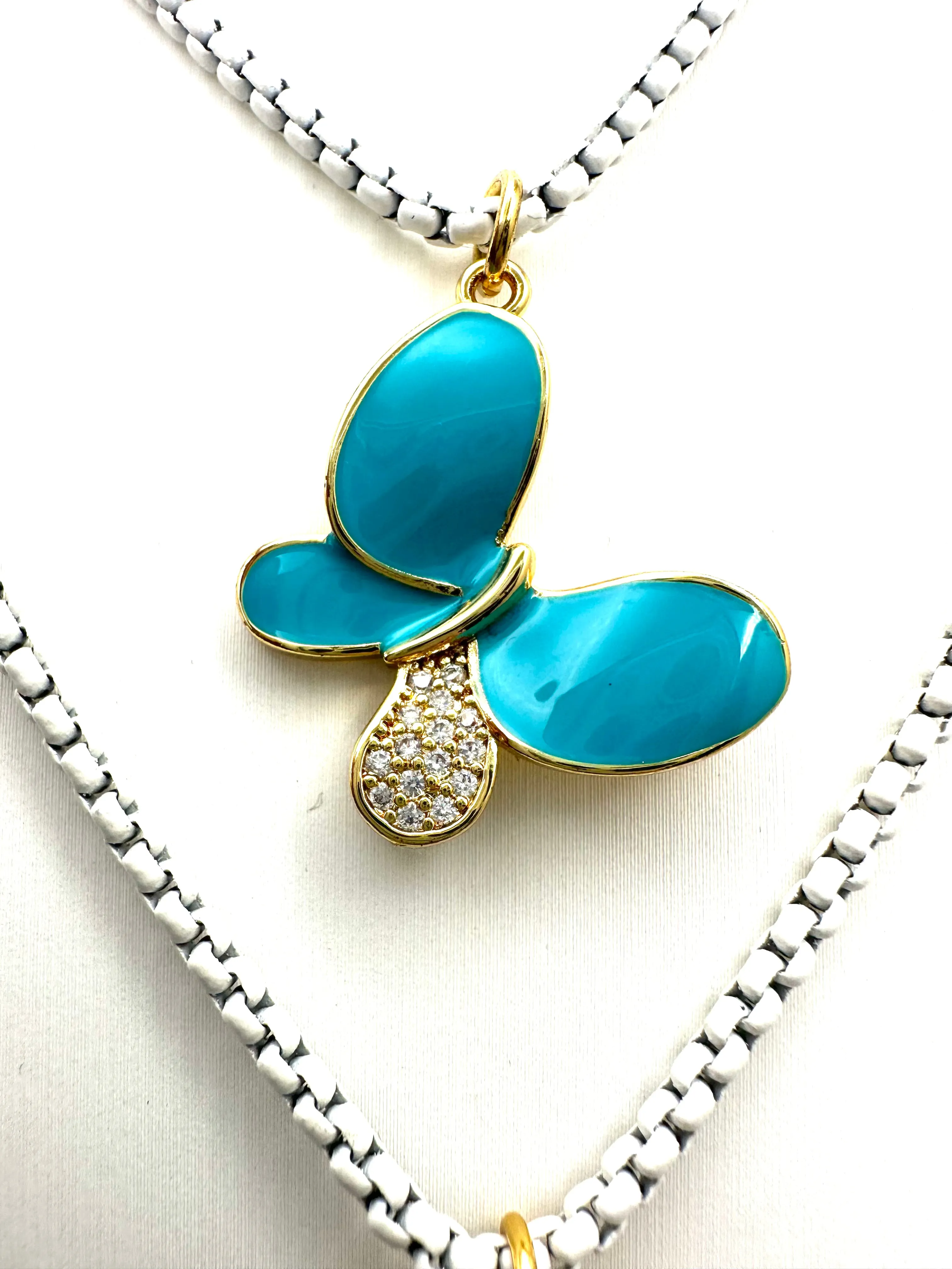 CZ Enamel Butterfly Necklace