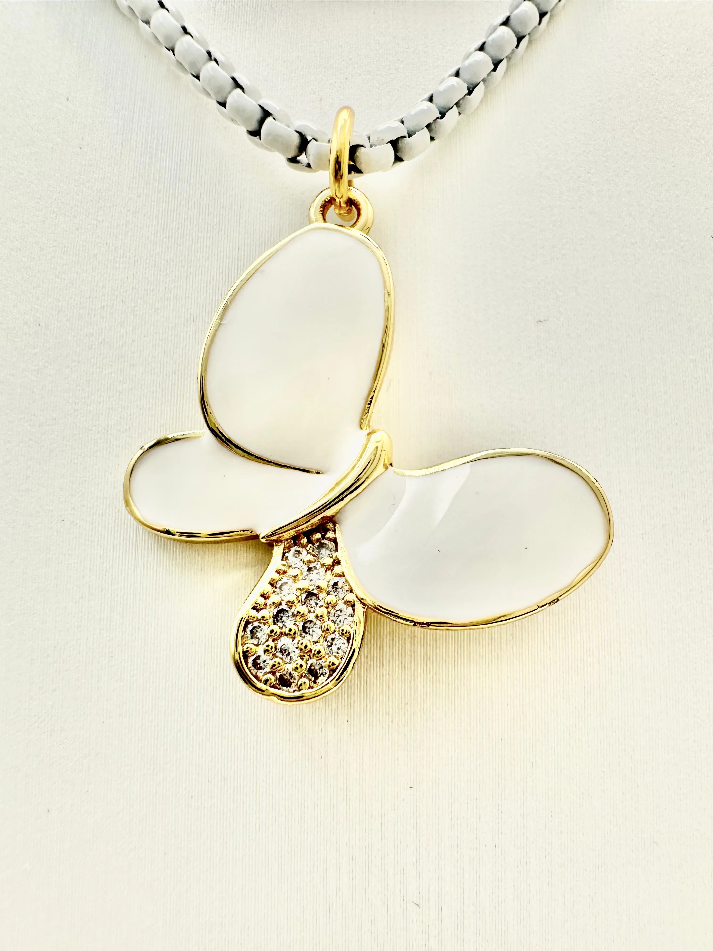 CZ Enamel Butterfly Necklace